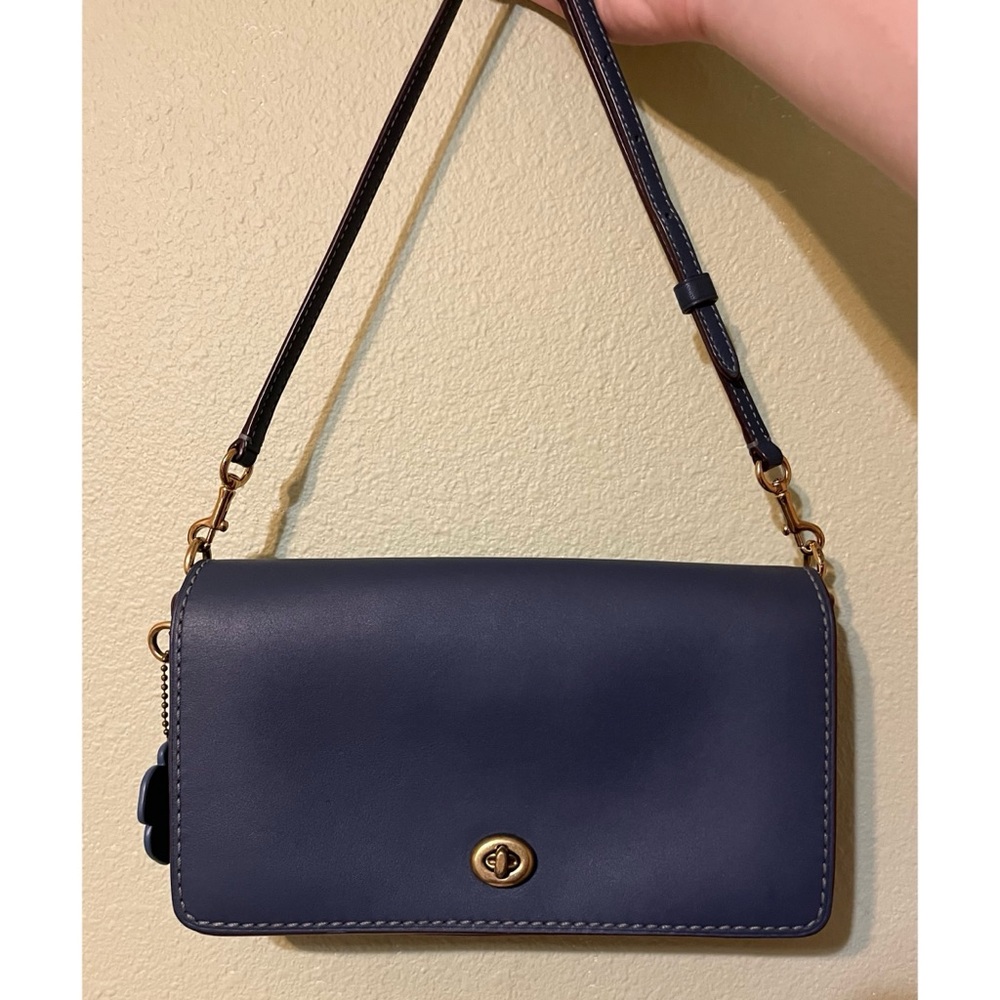 Coach Navy Leather Crossbody Bag with Gold Hardware